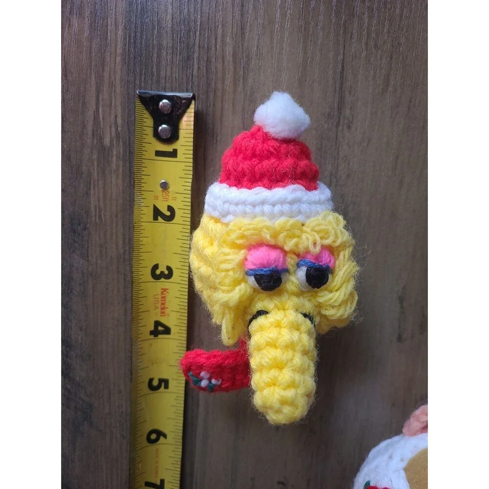 Set 4 Sesame Street Crocheted Ornaments Cookie Monster Miss Piggy Oscar Big Bird